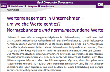 Wertemanagement in Unternehmen – um welche Werte geht es? Corporate Governance der deutschen Immobilienwirtschaft Autorin, Dr. jur. Ursula Grooterhors